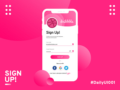 Sign Up Page 001 animation app branding dailyui 001 dailyuichallenge design dribbble dribbble app icon photoshop sign up signup page ui ui ux uiux ux