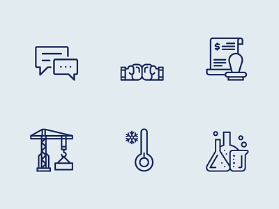 Chemicals, Construction And Communication Icon Set