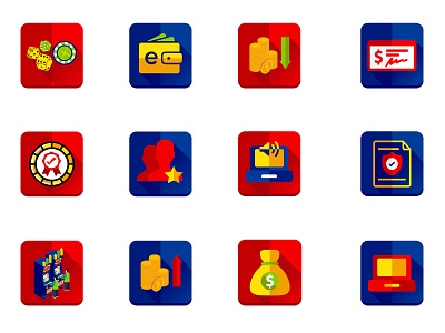 Casino Icons app icons branding casino casino icons design game game icon gaming icon icon design icon set icons illustration set
