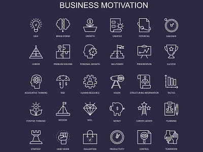 Business Motivation Icons app app icons design icon icons identity mark set type typography