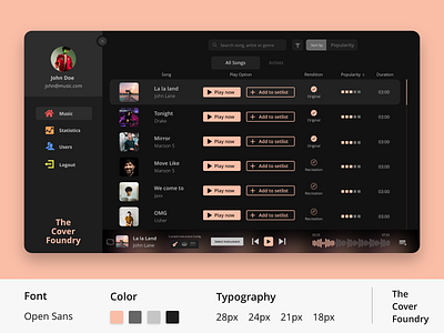 Music Library branding design flat interaction design minimal typography ui ui ux