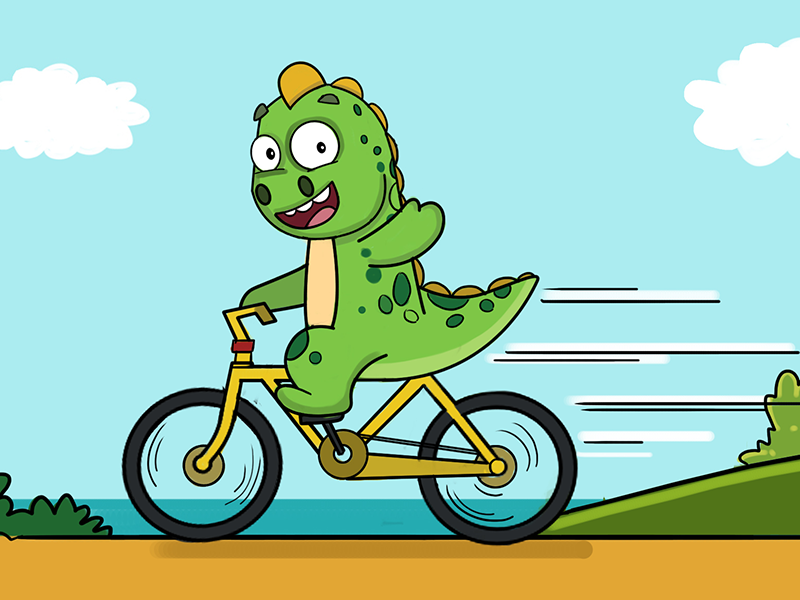 dinosaur on a bike