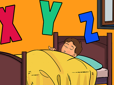 X Y Z Alphabet Illustration alphabet story book illustration cute education kid read sleeping illustration story illustration