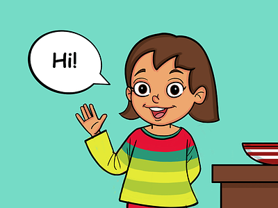 Cute Girl Saying Hi - Story Illustration book illustration cute girl story happy illustration story illustration