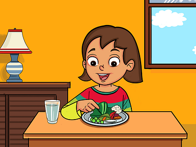 Girl With Meal - Story Illustration