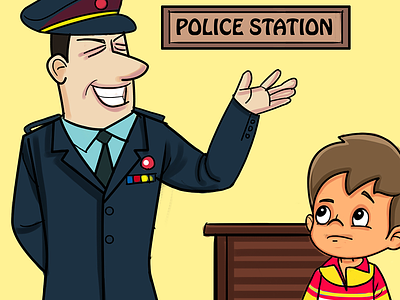 Boy In Police Station Illustration