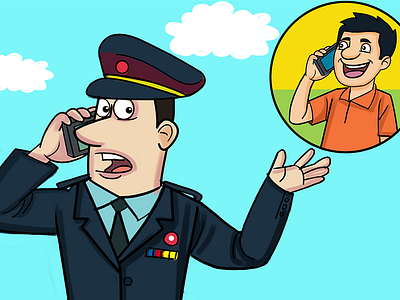 Men Are Talking On Phone - Illustration book illustration discussion story men phone story policeman story story illustration