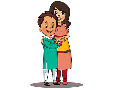 Happy Brother Sister Illustration