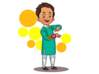 Boy Showing His Rakhi - Illustration