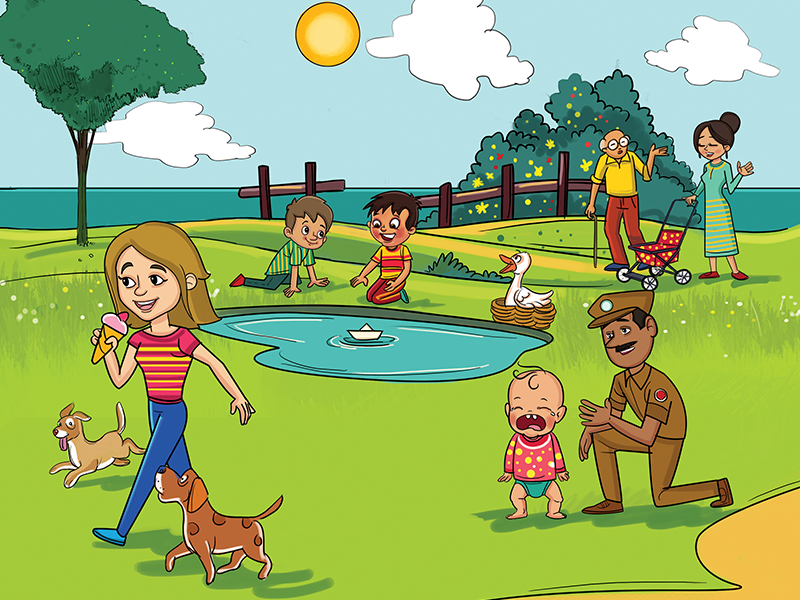 Funny Story in English for Child Ran A Scene From Park Story Illustration by Kids 
