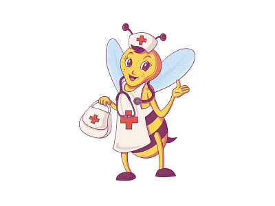 Nurse Bee Illustration bee book book illustration cute cute illustration design funny illustration story illustration