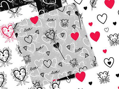 St Valentine a series of patterns fabric design fabric pattern hearts hearts patterns lovely lovely patterns multicolored pattern romantic design valentine day valentines vector art vintage