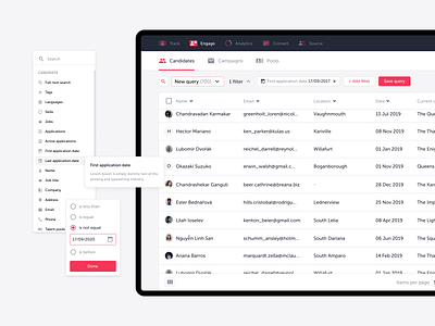 TalentLyft Engage - Human resources CRM app ats clean complex crm data experience onboarding recruitement tables talentlyft tool typography ui user user testing users ux web