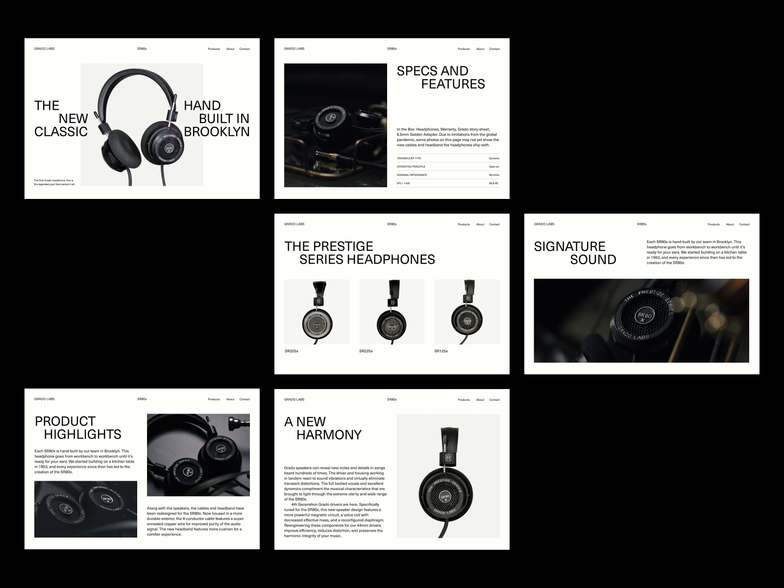 Grado SR80x — Headphones website exploration — 02 exploration grado layout minimal scandinavian simple swiss type typography ui web
