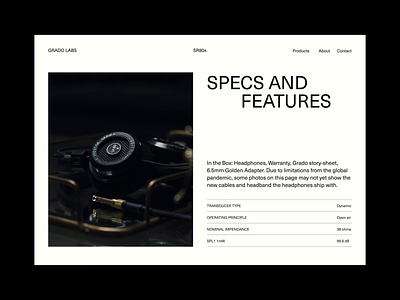 Grado SR80x — Exploration — 03 editorial headphones layout minimal product simple type typography web website