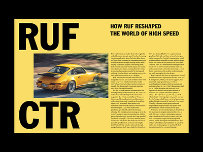 RUF CTR clean editorial exploration layout magazine minimal porsche ruf typography