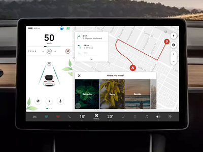 Tesla x Nature & découverte - Touchscreen Tesla Model 3 animation brand car concept gps interaction interface tesla ui ux