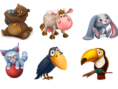 Objects bear bird cat cow game ios objects rabbit