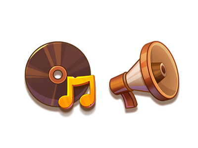 Icons for the company "Gradeup" color game icon music