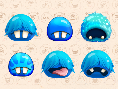 Сoncepts of game characters blue character color cute game green ios match3 red