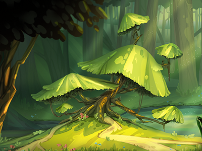 forest ( inspired by Nikita Bulatov) color environment game illustration plants tree