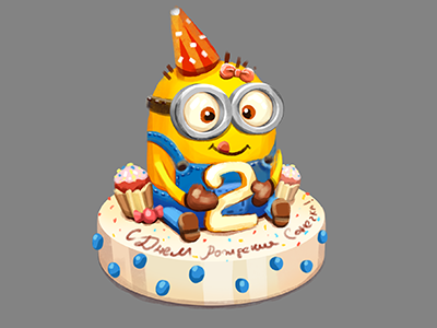 Sketch cake for my daughter) art cake minion