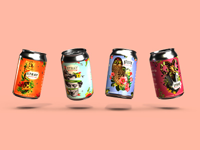 Stray Forth Craft Hard Seltzer 12oz Cans art direction branding can design collage design identity packaging packaging design planet propaganda