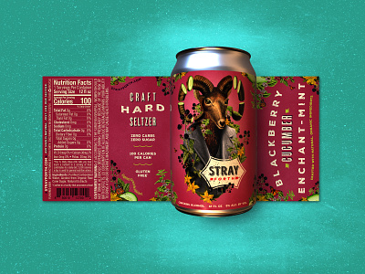 Stray Forth Blackberry Cucumber Enchant-Mint art direction branding can design collage design identity illustration packaging packaging design planet propaganda