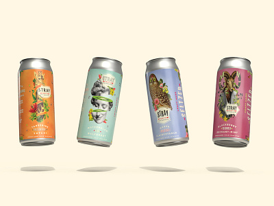Stray Forth Craft Hard Seltzer 16oz Cans art direction branding can design collage design identity illustration packaging packaging design planet propaganda