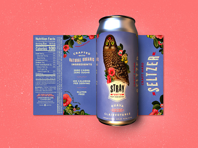 Stray Forth Guava Hibiscus Clairvoyance 16 oz. art direction branding can design collage design identity illustration packaging packaging design planet propaganda