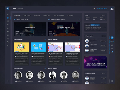 Qirpiq - Discover Page Dark Theme Concept Design blockchain concept crypto discover landing qirpiq qrp social ui user interface