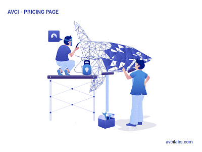 AVCI Labs | Pricing Page Illustration avci avcilabs custom design enterprise illustration kodia page pricing pricing guide pricing page pricing plans scanner security shark shark logo starter vulnerability