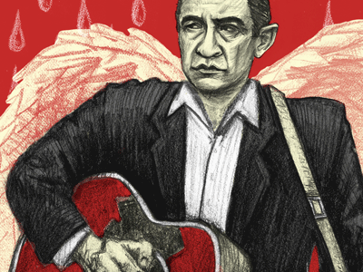 Johnny Cash Aint No Grave poster Aaron Kapper illustration johnny cash pencil portrait