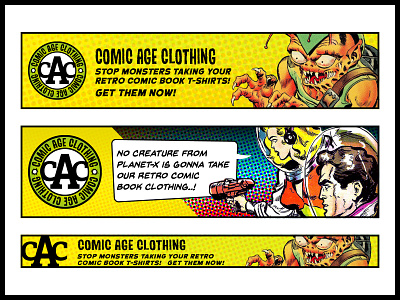 Comic age Clothing banner ads artwork banner ads brand guidelines branding design logo