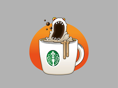 Coffee monster artwork branding design illustration logo vector