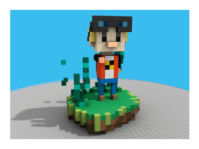 Voxel character 3d character design concept low poly voxels