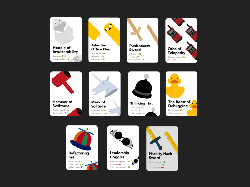 11 Top JS tools card duck goggles hat hoodie illustration jake the dog javascript playing cards refactoring sword