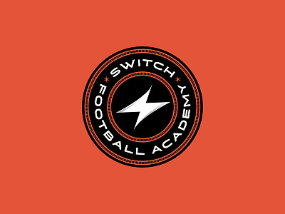 Switch Football Academy crest design football logo orange shield soccer