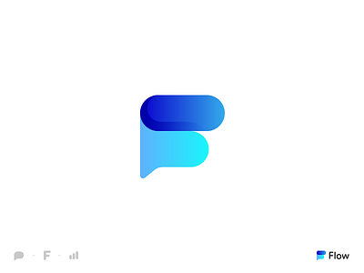 Flow chat f geometric icon logo logo design logotype mark monogram stats symbol wordmark