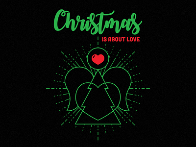 Christmas Is About Love angel christmas clothing green heart illustration love red t shirt tee teespring