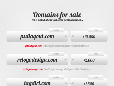 Domains for sale - a one page site domains for sale psd psd layout respiro media website design