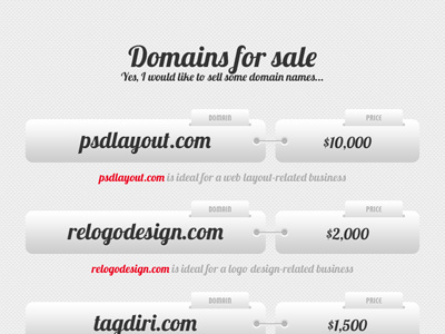 Domains for sale - a one page site