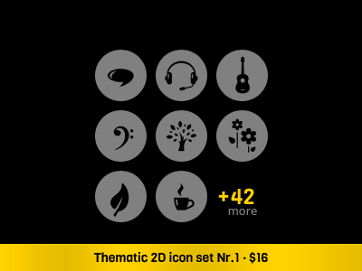 Thematic 2D Vector Icon Set · 1 icon set icons onemanzoo respiro media vector icons