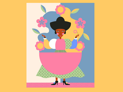 All you need is flowers art bright characters characters illustration colorful creative digital illustration flat flowers illustration illustrator minimal pop poster design vector vector illustration woman woman illustration woman with a hat