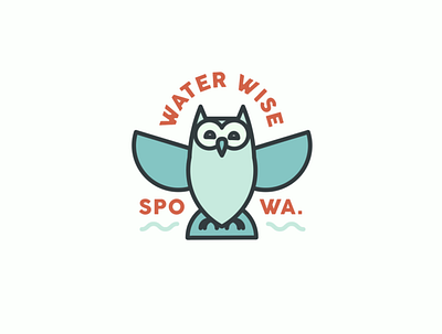 Water Wise Owl badge badge design badge logo branding design flat icon illustration logo owl vector