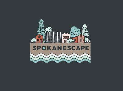 Spokanescape Logo aquifer branding design drought flat icon illustration illustrator inland northwest logo neighborhood plants river trees vector water