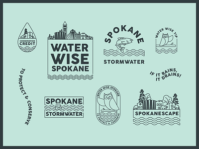 Water Wise Badge Suite badge branding design flat icon illustration illustrator logo typography vector
