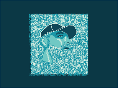 When Will My Love Return from the Sea? beard design digital painting drawing flat hair hand drawing illustration illustrator portrait screenprint vector