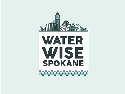 Water Wise Spokane - Cityscape badge branding design flat icon illustration illustrator logo vector