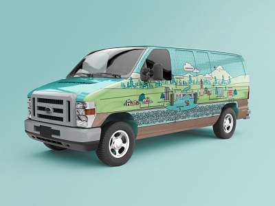 Water Wise Spokane conservation design graphic design graphics illustration pacific northwest pnw spokane van gogh van life vehicle graphics vehicle wrap washington water conservation